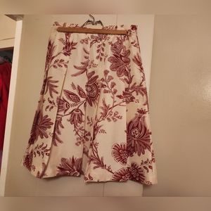 Grace Elements prints silk pleated skirt red/pearl size 4 nwot